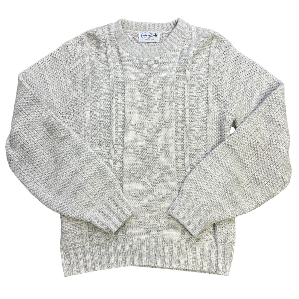 Vintage Ferranti California Wool Knit Sweater Made USA Chunky Gray‎ Pullover